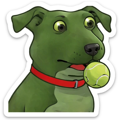 Dog with tennis ball sticker