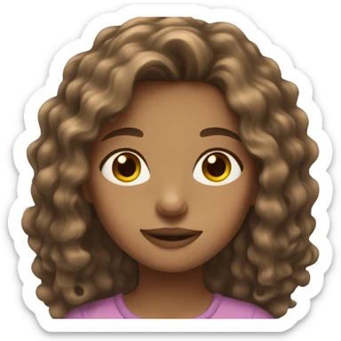 Girl with long brown wavy hair and brown eyes sticker