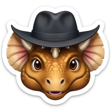 triceratops face with a dark office hat sticker
