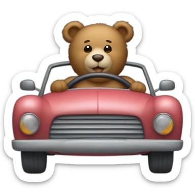 teddy bear driving a car sticker