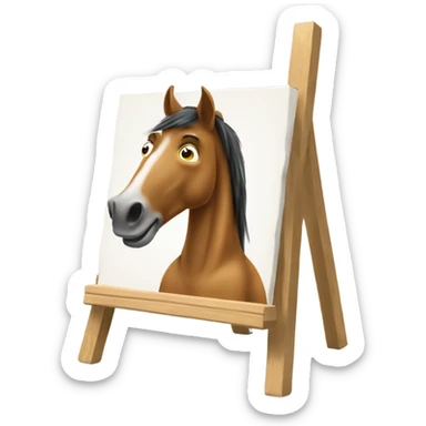 horse painting a picture with a paintbrush and easel sticker