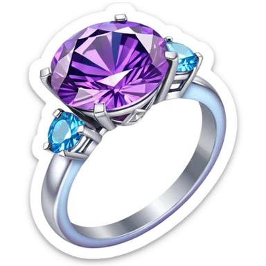 A blue and purple diamond ring sticker