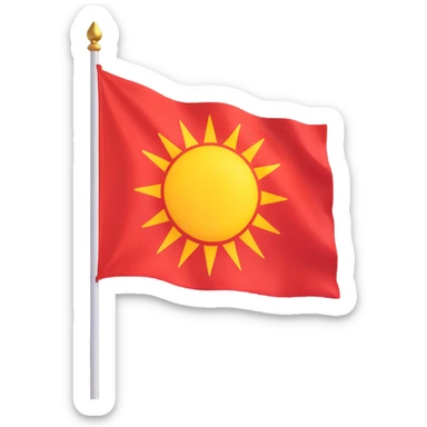 A historical flag from the late 19th-century Philippine revolution, featuring a red background with a white sun symbol at the center. The sun has eight rays, style of a google emoji in the style of an icon sticker
