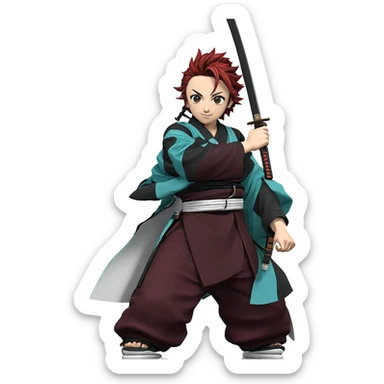 kamado tanjirou with katana sticker