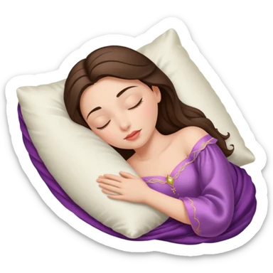 sleeping beauty brunette white girl with a silk pillow sticker