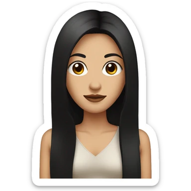 A woman with long straight black hair, black eyes, brown  sticker