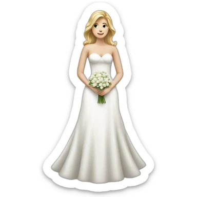 White woman in wedding dress stand sticker