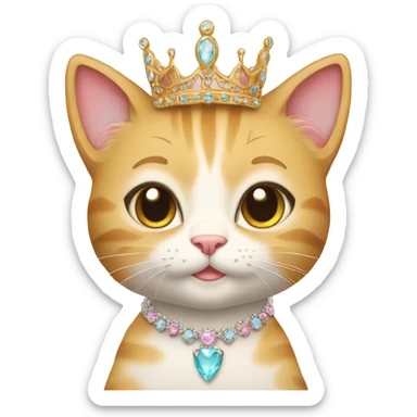princess-cat with tiara and necklace full body sticker