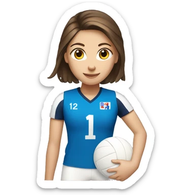 Girl playing volleyball with number 14 Brown hair white skin and blue eyes  sticker