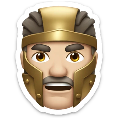 Embarrassed Gladiator: A gladiator with a blushing face, looking down, maybe with a shield partly covering his face, expressing shame or embarrassment after a defeat or mistake. sticker