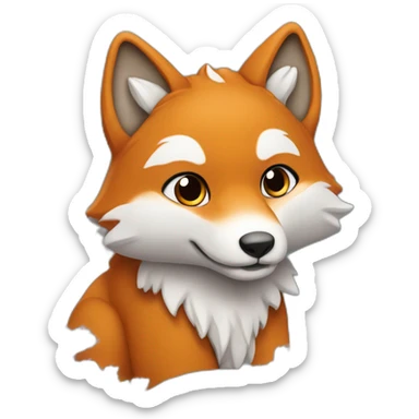 Renard sur une montagne enaigé entouré de Sakura sticker