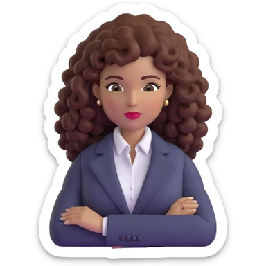 Confident African executive woman with voluminous curly hair, sophisticated business attire, professional appearance sticker