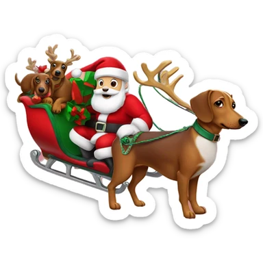 Santa and his sleigh, with daschunds instead of reindeer sticker
