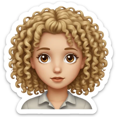 Curly haired dirty blonde haired girl with brown eyes sticker