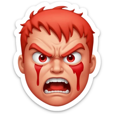very angry and mad enraged fuming foaming at the mouth emoji really mad and sweating lots of detail sticker