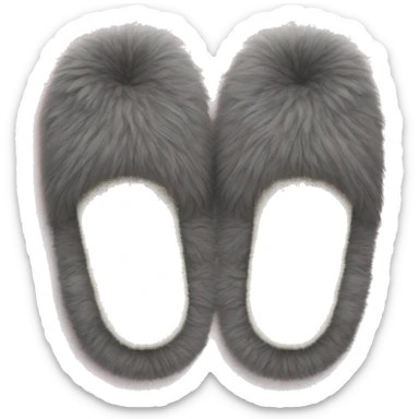 A pair of fuzzy slippers with a plush texture, resting on a soft rug. sticker