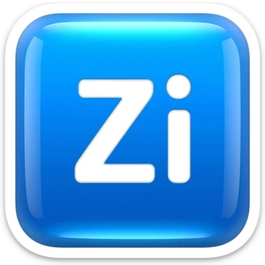 "3D premium,3D rounded-square icon in strong BLEU with a beveled edge, bold serif white letter 'Zi'centered, strong specular highlights, inner glow, 1024x1024, png" sticker