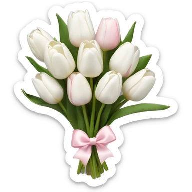 White tulips bouquet with light pink bow  sticker