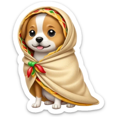 Dog wearing a burrito costume sticker