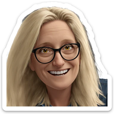 smiling blonde with glasses sticker