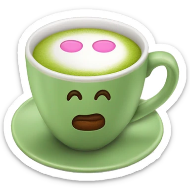 Taza de cafe rosa con matcha sticker