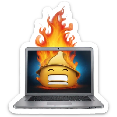 laptop in burn sticker