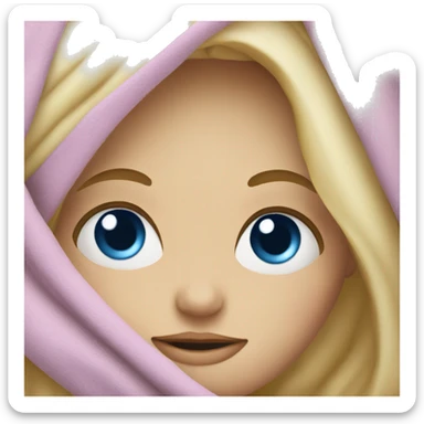 blonde girl blue eyes in blanket sticker