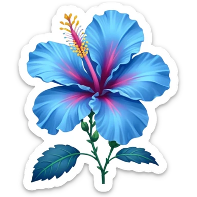 blue hibiscus flower, clear and simple, suitable for emoji use sticker