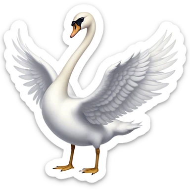 a swan dancing with the lower side of its body sticker