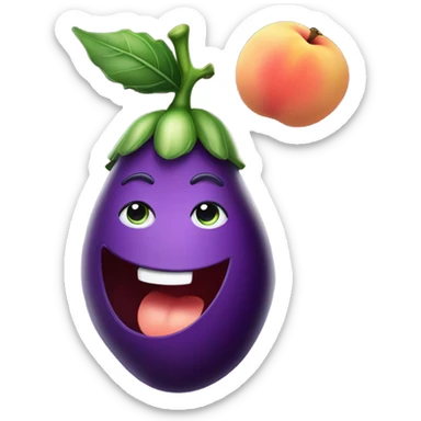 Happy eggplant and happy peach sticker