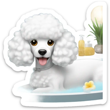 White poodle in spa sticker