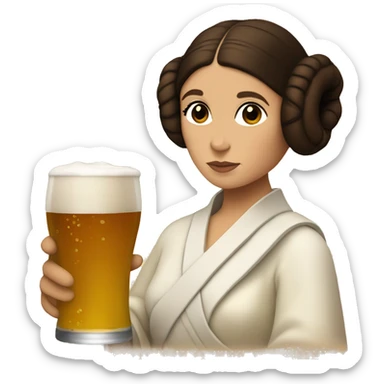 Princess Leia drinking a beer sticker
