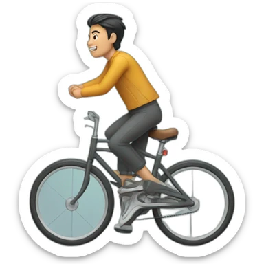 Asian man riding a bicycle sticker