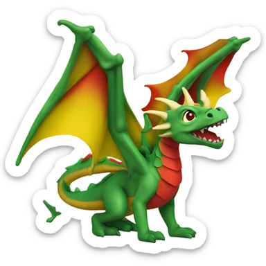graoully dragon, green body and red back and green / yellow wings sticker
