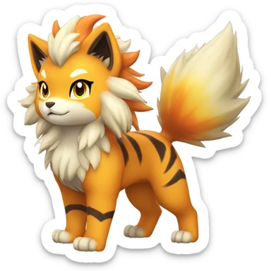 Colorful Shiny Kawaii Cute Tiger-Arcanine—Vulpix-Fakémon-Pokémon full body sticker