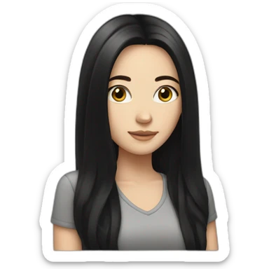 white girl with long black hair  sticker