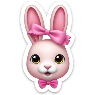 Pink bunny wearing a pink bow sticker