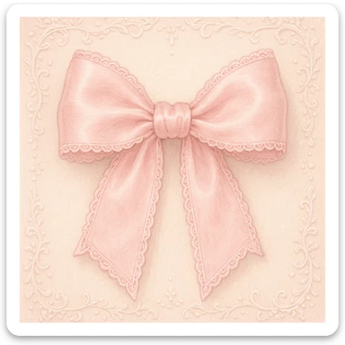 coquette style pink bow, soft and feminine, delicate details sticker