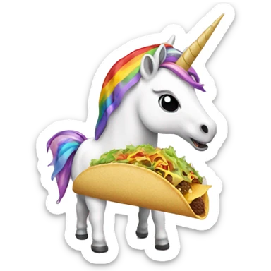unicorn eating a taco sticker
