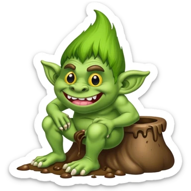 Green troll making poop sticker
