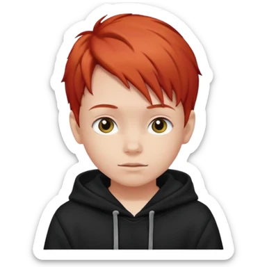 child with red hair and black hoodie sticker
