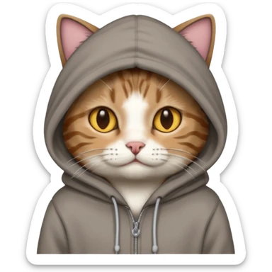 cat with brown hoodie sticker