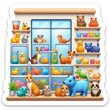 pet shop store with animals sticker