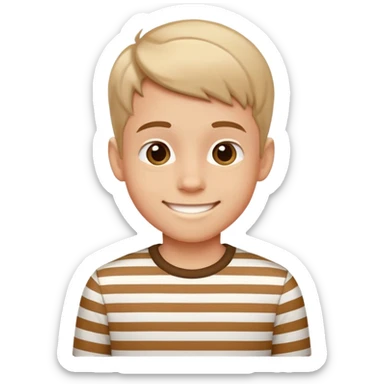 smiling boy in striped shirt sticker