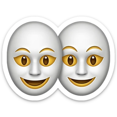  color white Two mask that is circling one is happy the other is sad sticker