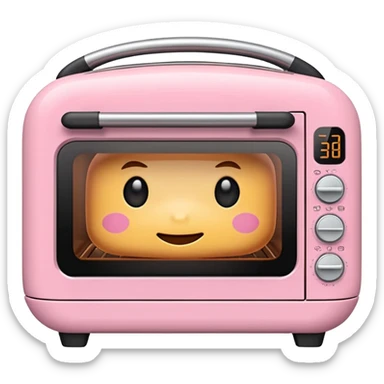 Cute emoji-style Ninja Combi countertop oven, pastel pink appliance, rounded edges, soft highlights, simple shadows, modern kitchen gadget aesthetic, kawaii but realistic, centered, white background sticker