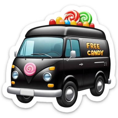 Black van with free candy sticker