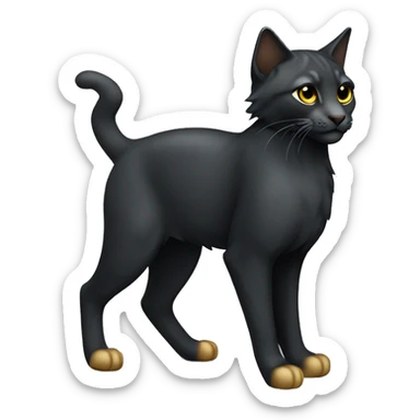 Small sleek black lynx cat with golden eyes and fully body sticker