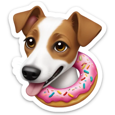Jack Russell eating donut sticker