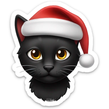 Black cat wearing Santa hat sticker